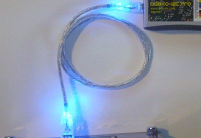 USB 2.0 Cable Blue LED Lighted Ends 3 ft